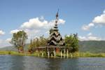 Wooden Pagoda immersed in Belu Chaung, Sagar, Burma.