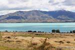 Panorama of Lake Aviemore, Canterbury, New Zealand.