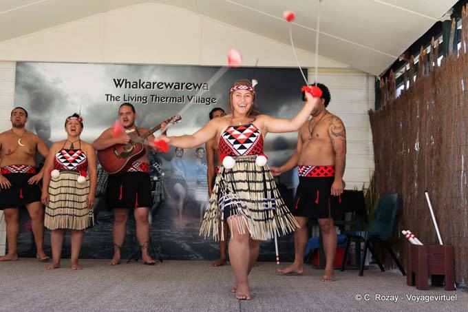 Poi, and Twine Ball, Whakarewarewa Maori show, Rotorua - New Zealand