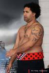 Maori tattoo, Whakarewarewa Maori show, Rotorua, New Zealand.