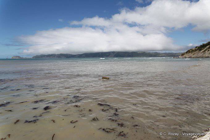 Low clouds over the mountains to the south, Tokomaru Bay, East Cape - New Zealand