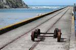 Rails on the pontoon, Tokomaru Bay, East Cape, New Zealand.