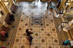 Mosaic floor of the room reservation, Dunedin, Railway Station, New Zealand.