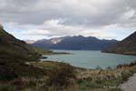 View from the road Makarora, Lake Hawea, Southland, New Zealand.