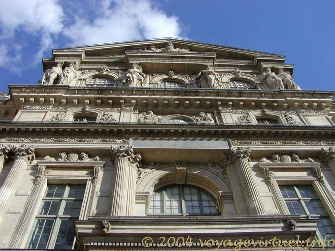 Facade of Pavillon Sully, Louvre, Paris, France