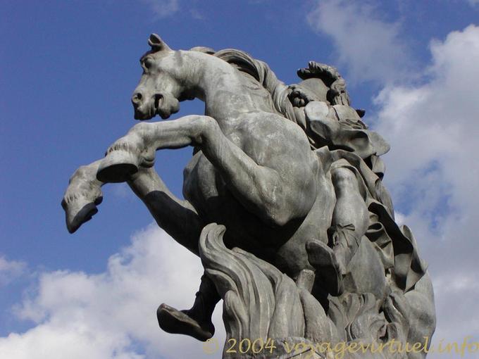 Equestrian statue of Louis XIV, Napoleon courtyard Louvre Paris, France