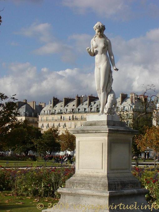 Sculpture of Diana the Huntress, nudity at the Jardin des Tuileries, Paris, France