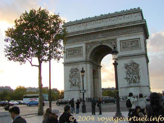 Against the light on the Arc de Triomphe, Paris, France