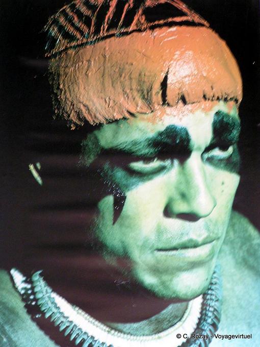 Portrait of Indian warrior people of Kichwa origin, Otavalo -Ecuador