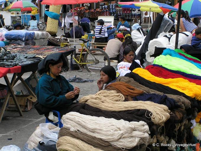 Wool weavers of colors Otavaleños, Otavalo -Ecuador