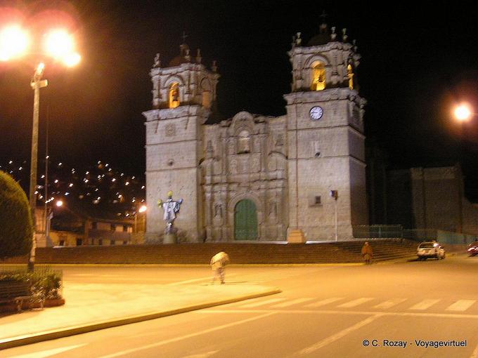 Puno Catedral Basilica San Carlos Borromeo night view -Peru