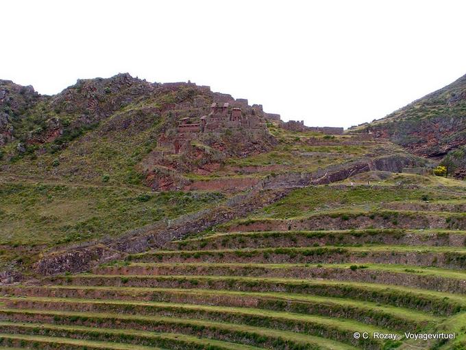 The Inca archaeological site of Pisac and terraces -Peru