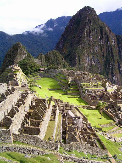 Sunny panoramic view of Machu Picchu -Peru