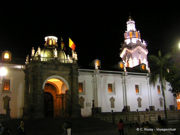 The Metropolitan Cathedral of Quito night view -Ecuador