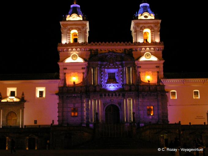 Night lighting church of San Francisco, Quito -Ecuador