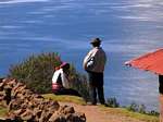 Titicaca, love story on the heights of the island Taquile, Peru.