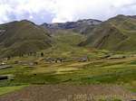 Green valley in the Andes, scenery of the province of Canchis, Peru.