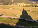 Shadow of the monument of victory, Ayacucho, Peru.