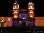 Night lighting church of San Francisco, Quito, Ecuador.