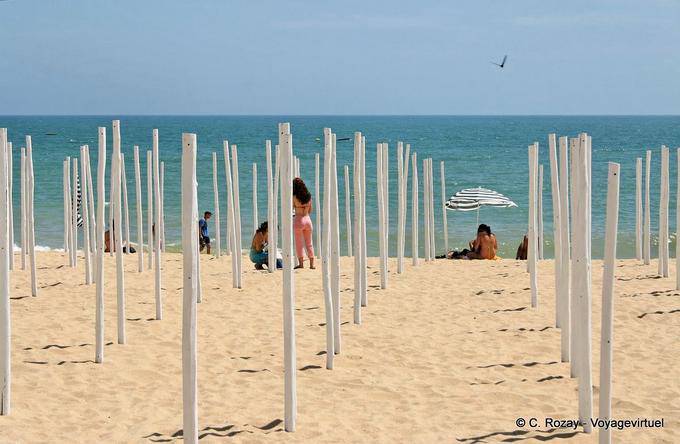 Stakes on the beach, geometry, Albufeira - Portugal