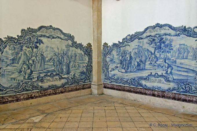 The tiles of the founding legend of the monastery hall of Kings, Alcobaça - Portugal