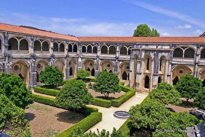 View of the cloister and garden, Alcobaça Monastery - Portugal