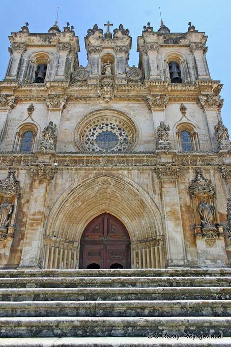 Baroque facade of the Monastery of Santa Maria de Alcobaça - Portugal