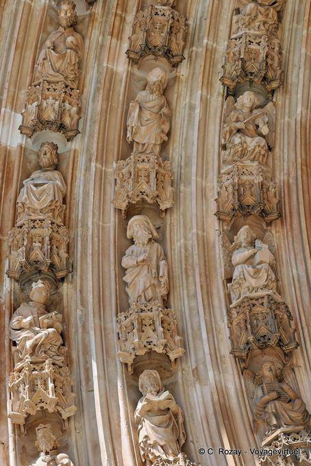 Detail of sculptures of the archivolt of the main door of the church, Batalha - Portugal
