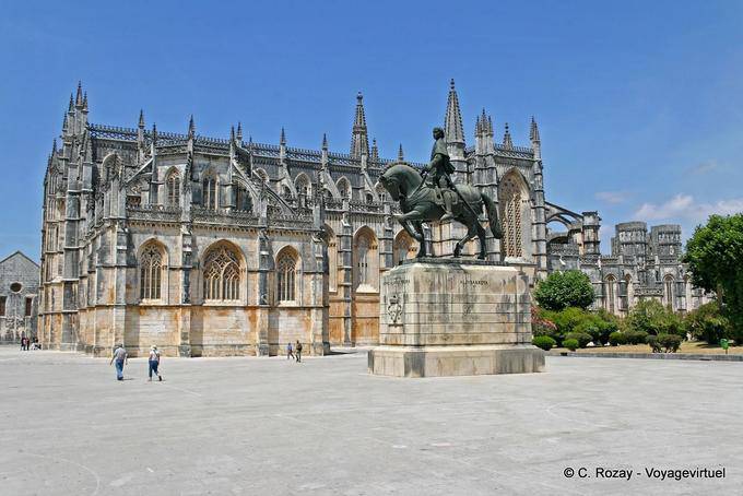 The Chapel of the Founder and the statue of Nuno Alvares Pereira Batalha - Portugal
