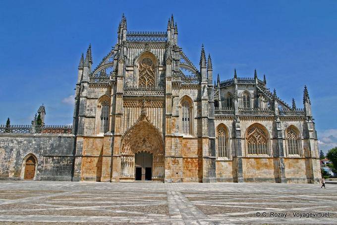 The facade of Santa Maria da Vitoria Monastery, Batalha - Portugal