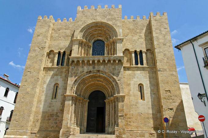 The main facade of Sé Velha, Coimbra - Portugal
