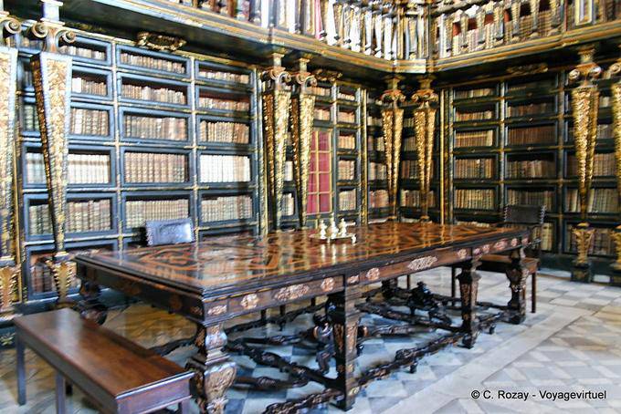 Work table and shelves of the Library Joanine, Coimbra - Portugal