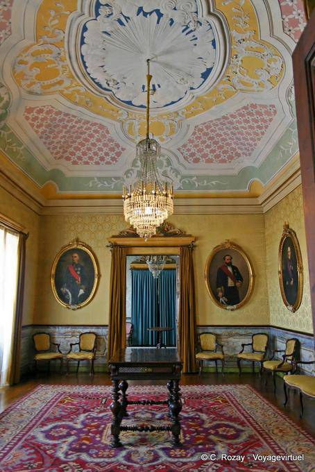Multicolored ceiling in a room of the university, Coimbra - Portugal