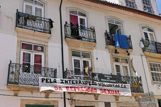 Sexual repression, protest to the balcony, Coimbra - Portugal
