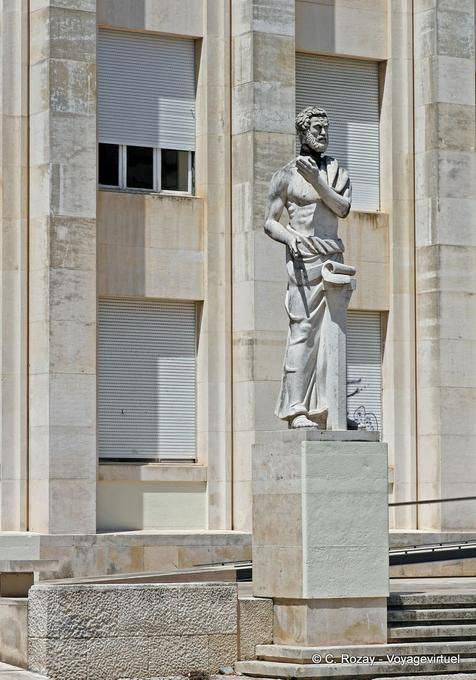 Statue in front of the Faculty of Letters, Coimbra - Portugal