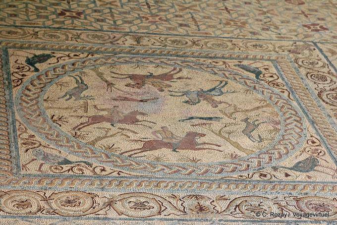 Conimbriga, horsemen pursuing deer and doe hunting scene Mosaic - Portugal