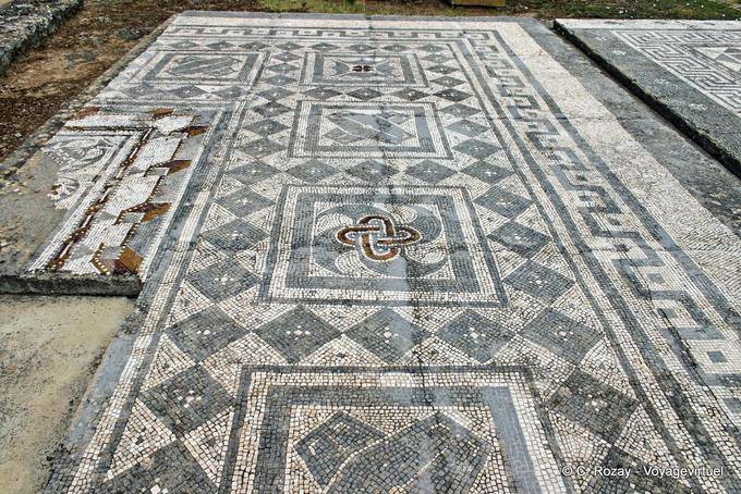 Geometric figures in black and white mosaics, Conimbriga - Portugal