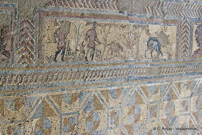 Hunting scene on foot mural mosaic Conimbriga - Portugal