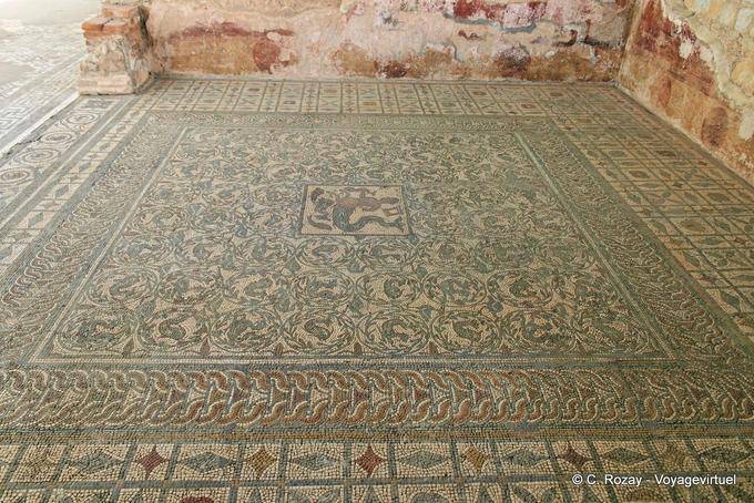 Mosaic with a mermaid in the center, Conimbriga - Portugal