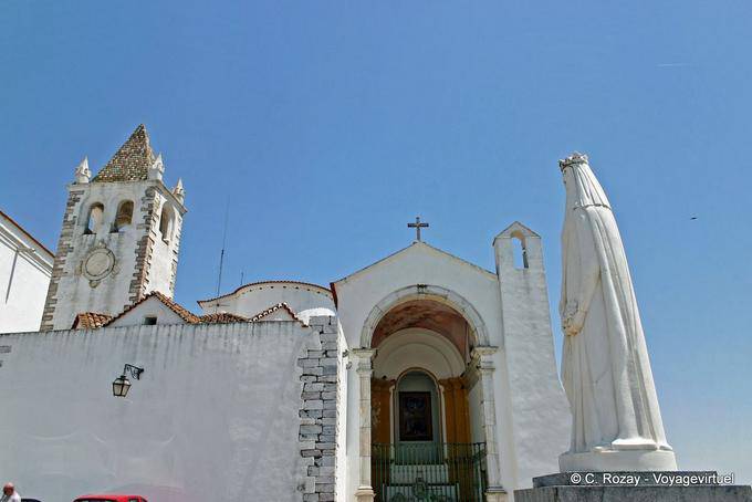 Mother Church and statue, medieval quarter of Estremoz - Portugal