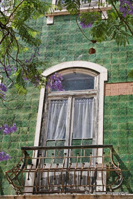 Lagos, balcony facade green ceramic - Portugal