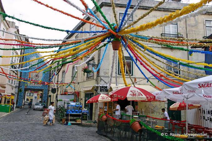 Festive decoration of area of ​​Alfama, Lisbon - Portugal