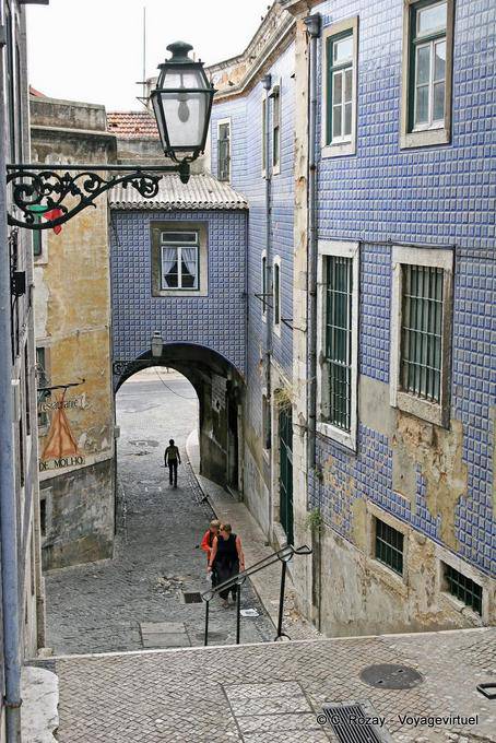 Passage and azulejos façade, Alfama, Lisbon - Portugal