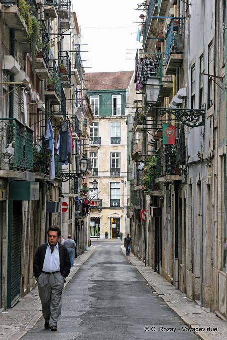 Typical street of Bairro Alto, Lisbon - Portugal