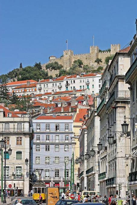 View of the castle from Figueira Square, Lisbon - Portugal