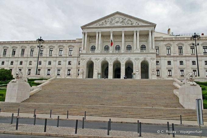 Panoramic view of the São Bento Palace, Estrela, Lisbon - Portugal