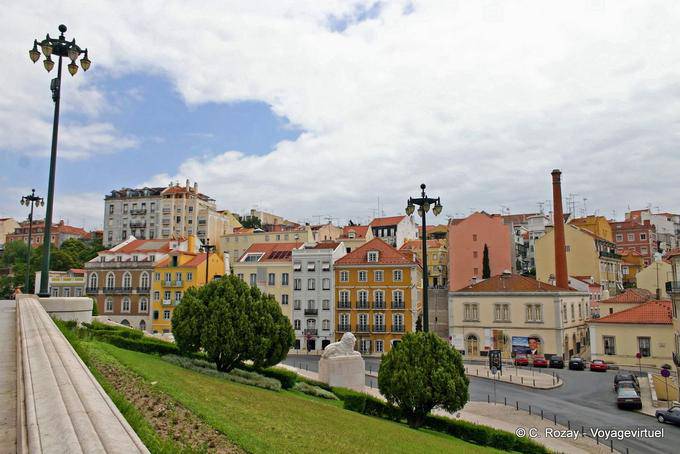 Rua São Bento view from the forecourt of the São Bento Palace, Lisbon - Portugal