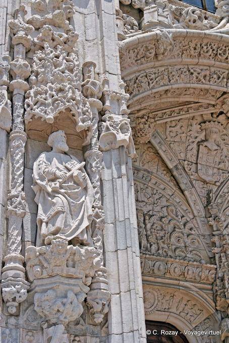 Detail of the south gate, back Jerónimos Monastery, Lisbon - Portugal