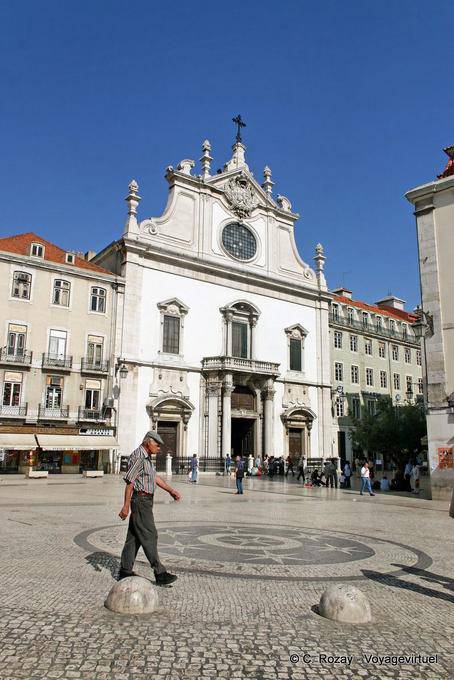 A church on the Largo São Domingo, Rossio, Lisbon - Portugal