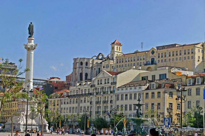 The Carmelite convent seen from the Praça Dom Pedro IV, Rossio, Lisbon - Portugal